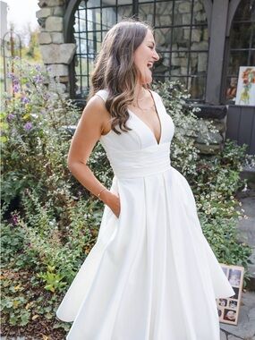 david's bridal midi dress Strapless Corded Lace Corset Midi Dress